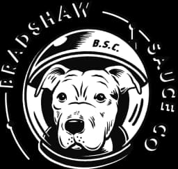 The Bradshaw Sauce Co. logo: a dog in an astronaut helmet